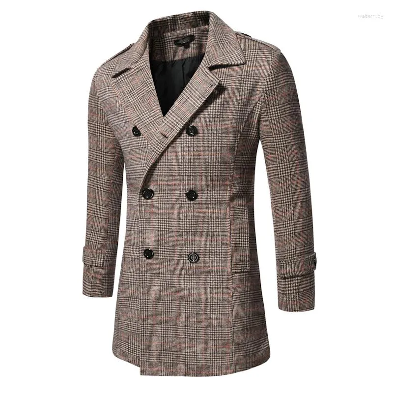 Ternos masculinos outono/inverno 2023 casaco de moda tweed slim bastão duplo código de traje longo 9897