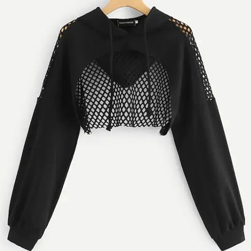 Mesh top sweatshirt womens