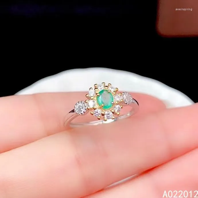 Clusterringe KJJJAXCMY FINE JUMELY Natürliche Emerald 925 Sterling Silber Girl Verstellbarer Edelstein -Ring -Support -Test mit Box