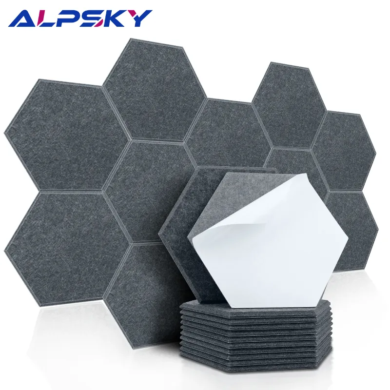 Wandstickers 12 stcs Zhexagon Polyester geluidsisolatiepanelen Zelfadhesief geluiddichte akoestisch paneel Studie Meeting Room Kinderdagverlichting Decor 230822