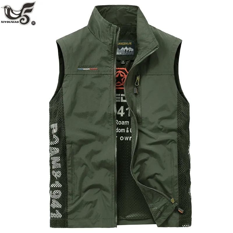 Men's Vests Men's Waistcoat Jacket Vest Summer Breathable Climbing Hiking Fishing Work Sleeveless Fitness Joggers Sports Vests Clothing 230822