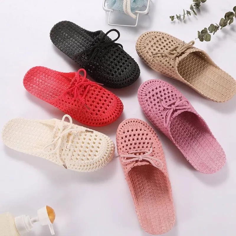 Sandals 2023 Summer Women Slide Korean Style Knitted Flat Shoes Slingback Sandal Fashion Ladies Slipper Outdoor Flip Flop Daily Walking