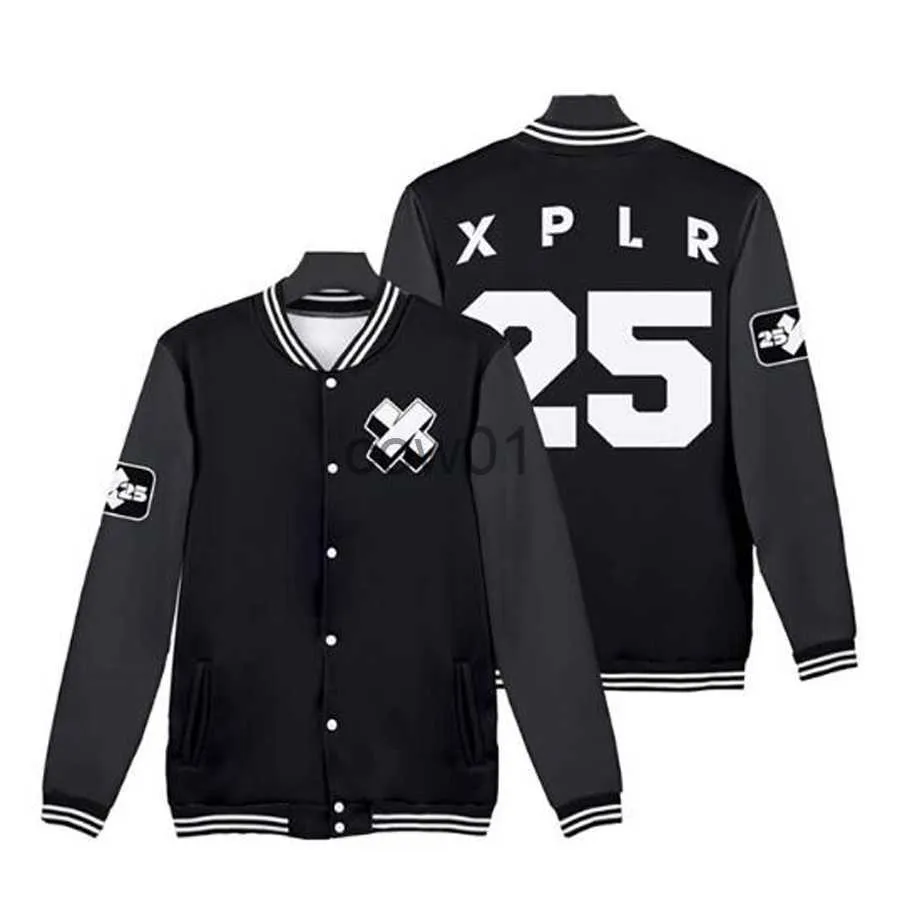 Giacche da uomo giacche da uomo XPLR Sam e Colby Merch Baseball Bomber Outwear Outwear Streetwear Hip Hop Maroon Letterman College Uniform 221129 J230822