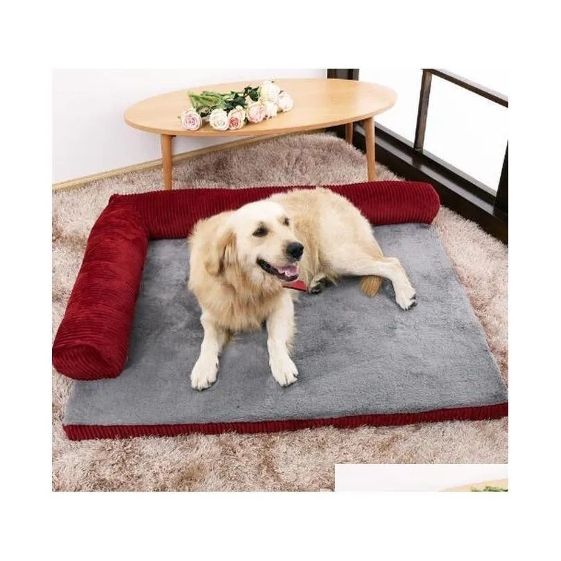 Kennels Pens S/M/L/Xl Size Luxury Large Dog Bed Sofa Cat Pet Cushion For Big Dogs Washable Nest Teddy Puppy Mat Kennel Square Pill Otjkg