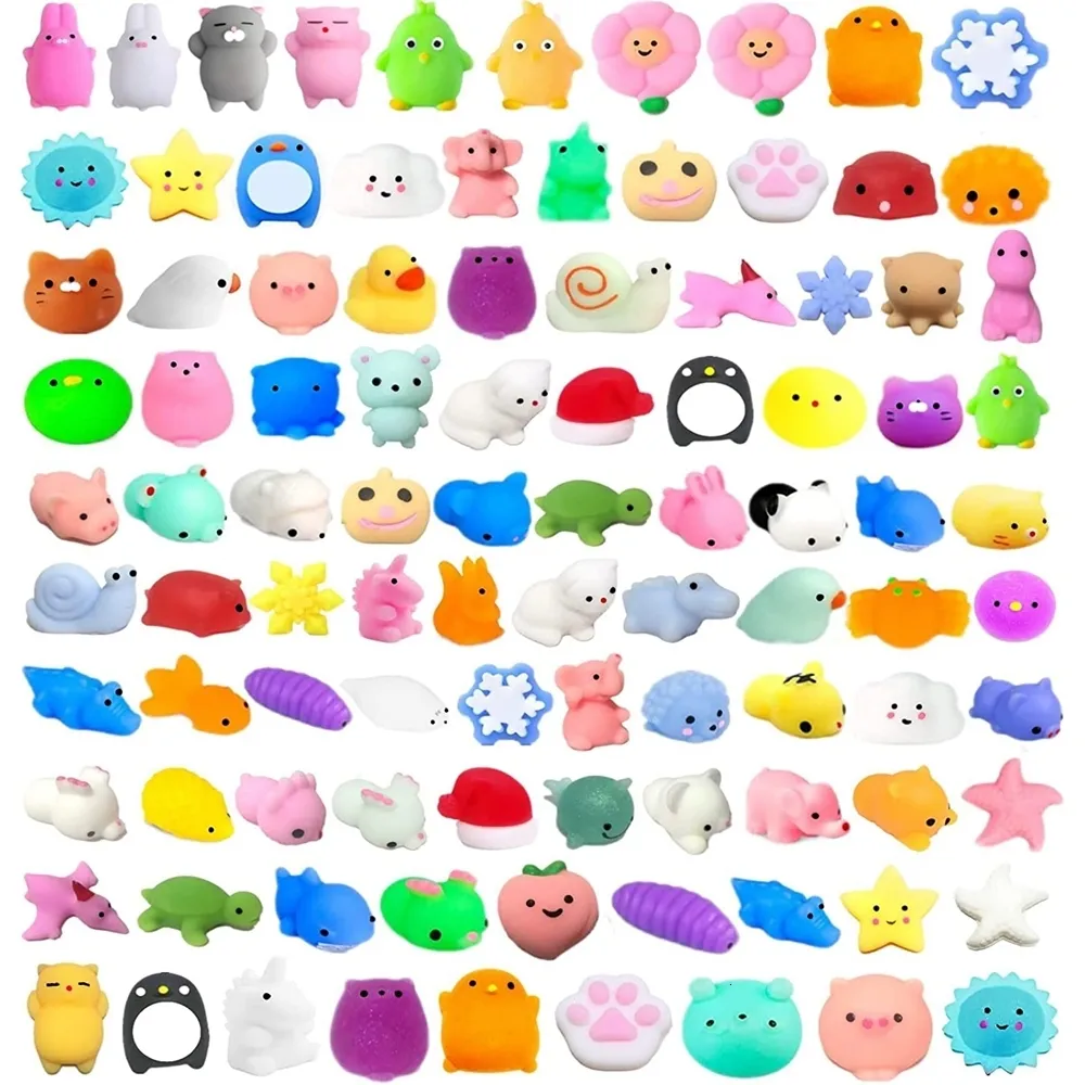 Dekompression Spielzeug 100pcs Mochi Squishy Kawaii Mini Tiere Squishies Stressabbau Spielzeug für Kinder Jungen Mädchen Geburtstagsgeschenke Party Preise 230821