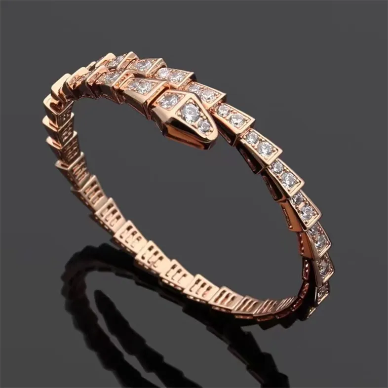 Love bangle tennis designer di gioielli braccialetto da donna diamante adorabile serpente argento 18 carati gioielli in oro rosa piatto di rame fascino da sposa fidanzata braccialetto serpente
