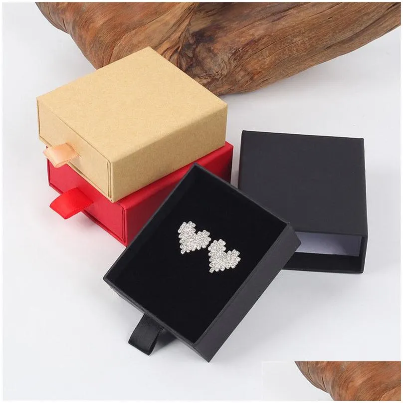 Wrap regalo di lusso elegante 8x7x3cm der box con spug per gioiello display cravatta per le orecchie di imballaggio nastro LX1622 Droplese drop home g dhipd