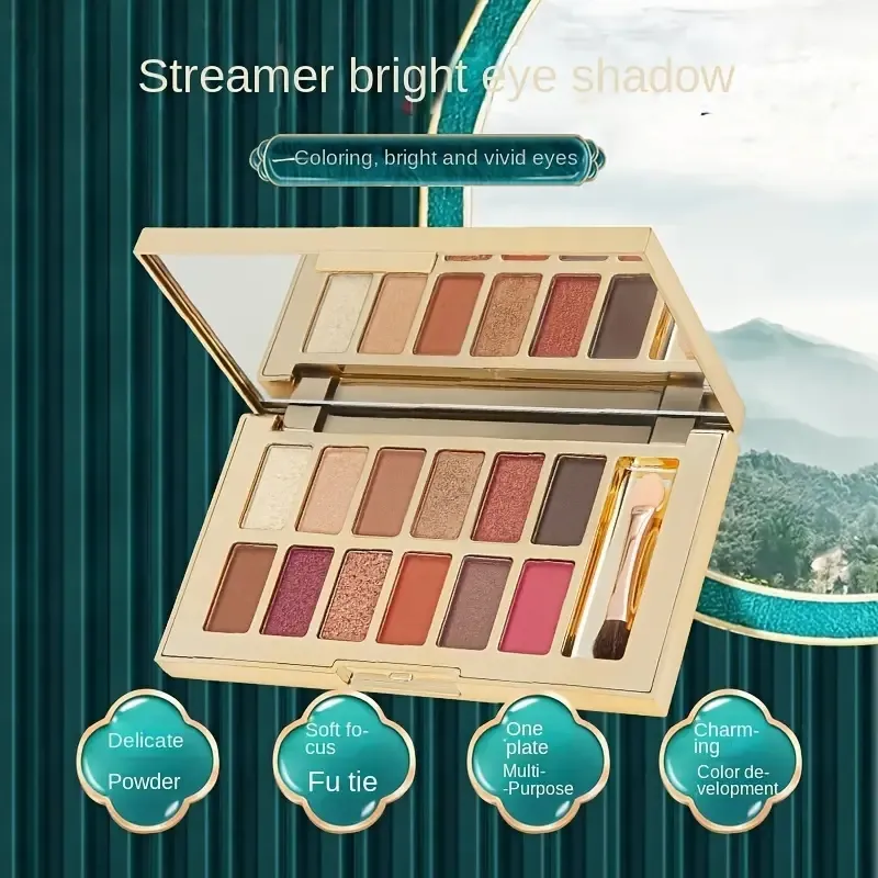 Set de regalo de maquillaje Emerald - Set completo de cosméticos para mujer - Incluye sombra de ojos, lápiz labial, almohadilla, polvos sueltos y delineador de ojos