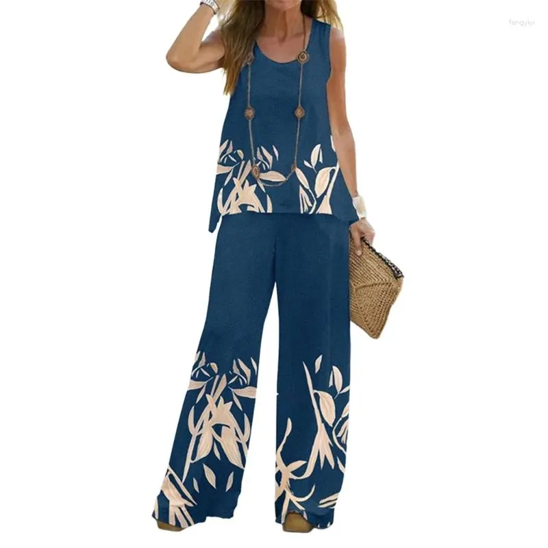 Tweede stuk broek voor dames dames mode mouwloze top lang breed poot sexy sets zomer matching suit