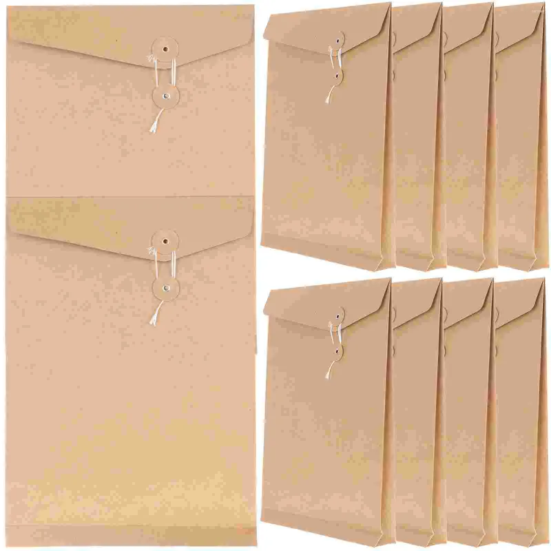 Geschenkomschakeling 10pcs Kraft Paper Envelop String String Document Document Bestand Organisator