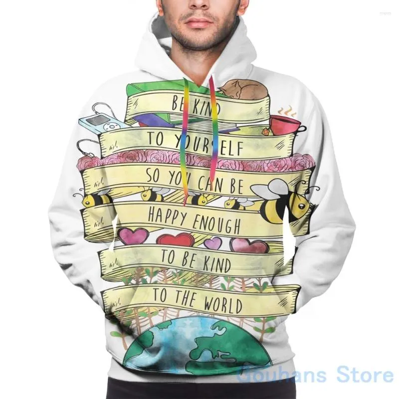 Heren Hoodies Heren Sweatshirt voor vrouwen grappig wees aardig voor jezelf Misha Collins Citaat- Kleurprint Casual hoodie Streatwear