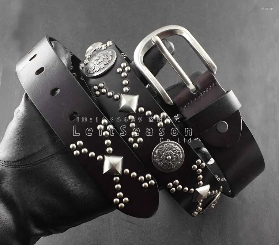 Pasy fajne! Rock Rock Motorcycle Metal Studded Real Cow Leather Pas dla mężczyzn lub chłopców