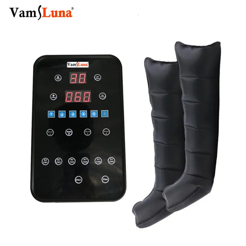 Masseurs de jambes Presoterapia Air Compression jambe masseur enveloppe 6 chambres avec LCD pour pied mollet Massage thérapie de récupération Circulation sanguine 230822