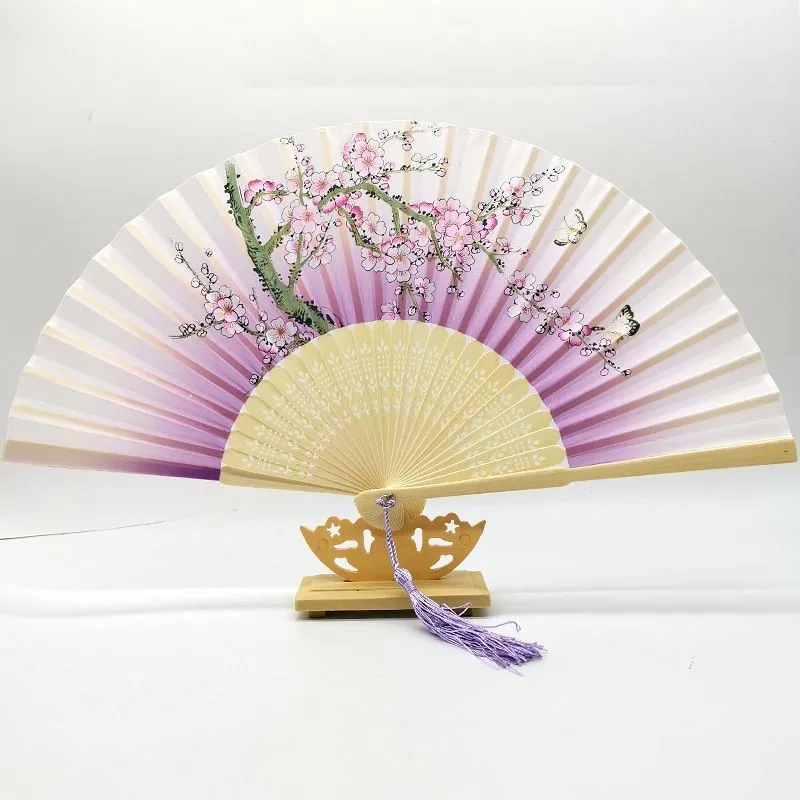 bbanghuang✨ Blue and White Bamboo Folding Fans: Chinese Style Silk