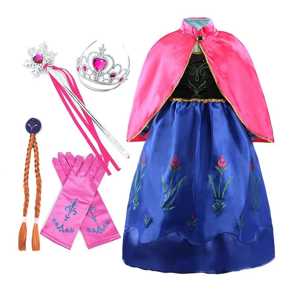 Robes de fille Anna Costume pour filles princesse Cosplay Robe enfants carnaval Robe enfants anniversaire noël carnaval fête vêtements 310 ans 230822