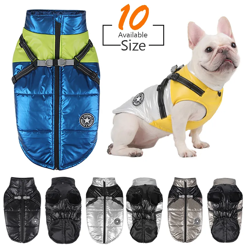 Dog Apparel S 7XL Pet Dog Jacket Big Dog Coat With Harness Winter