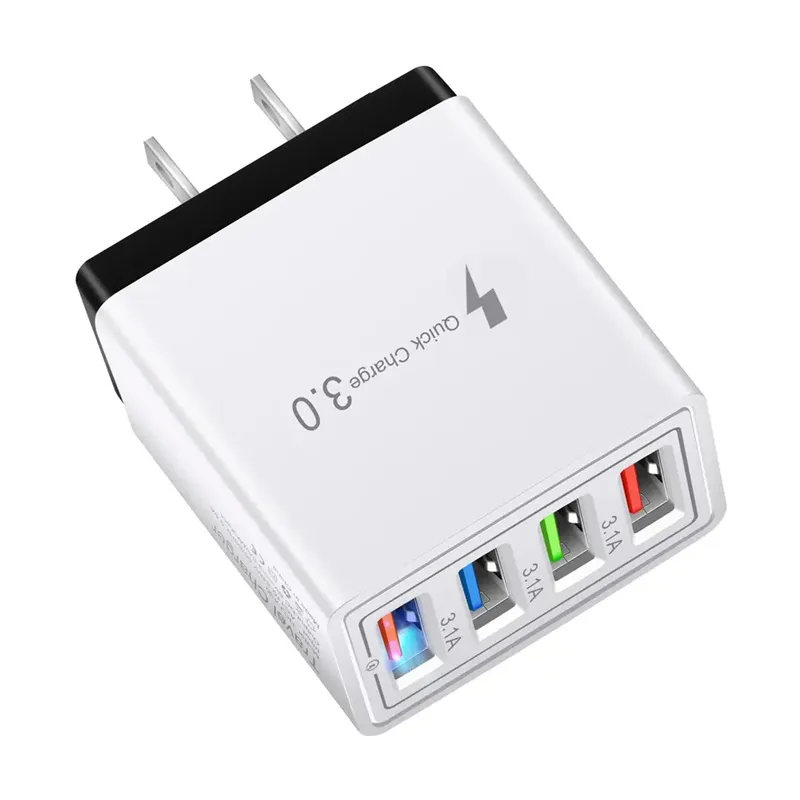 البيع الساخن 3.1A شاحن الهاتف المحمول 4 منفذ USB Adapter Adapter Travel USB Wall Charger for iPhone و Android