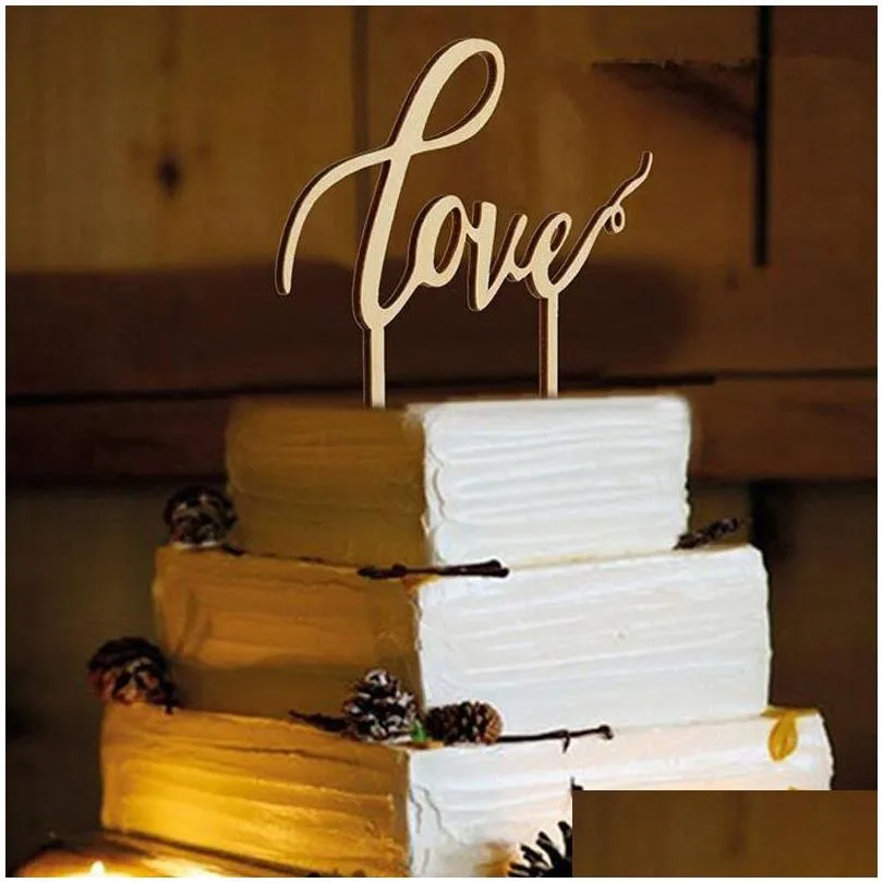 Party Favor Romantic Cake Topper Wood Love We Do Shape Letters Engaged Decoration Unika tillbehör ZA4016 Drop Delivery Home Garden DHV86