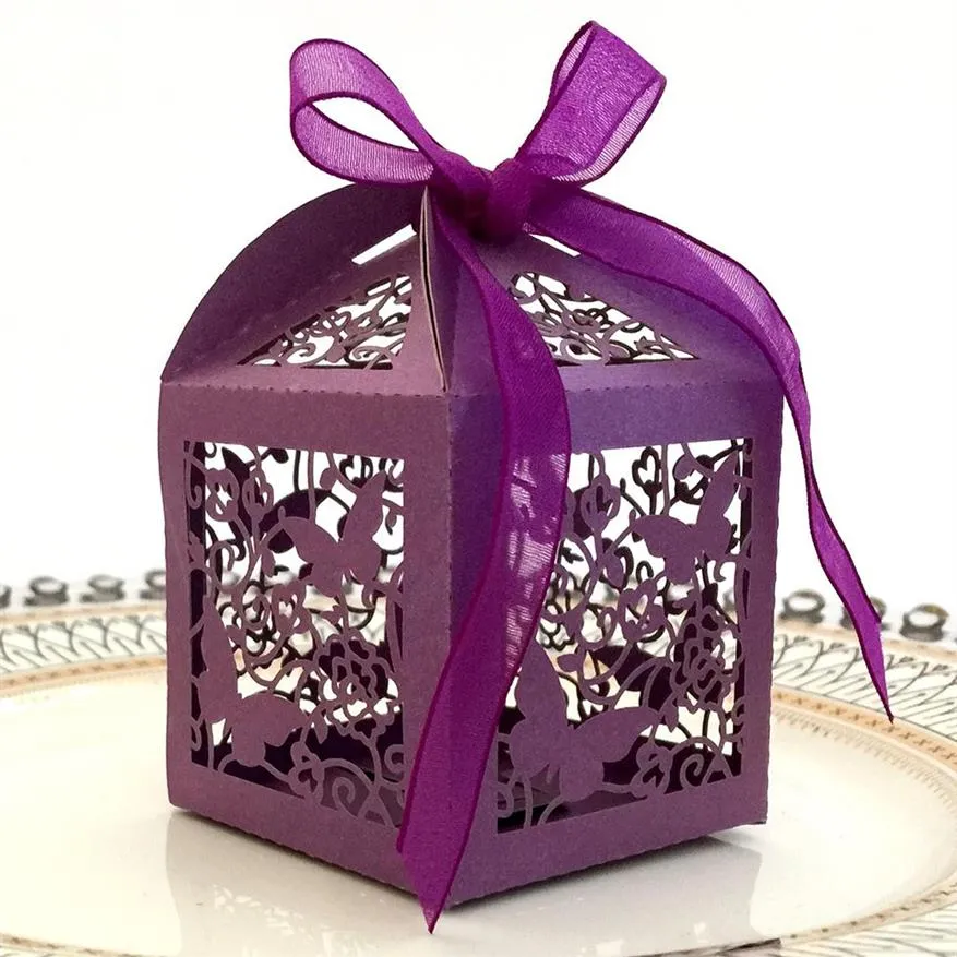 50st White Pink Wedding Boxes Gift Box Laser Cut Love Heart Wedding Candy Boxes Favors and Gift Party Decorations264U