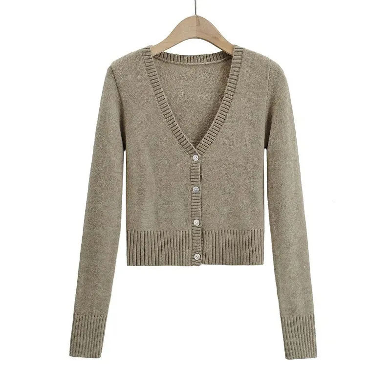 Kvinnors stickor Tees Autumn Winter Pure Cotton Button Knit Coat Cardigan tröja 230821