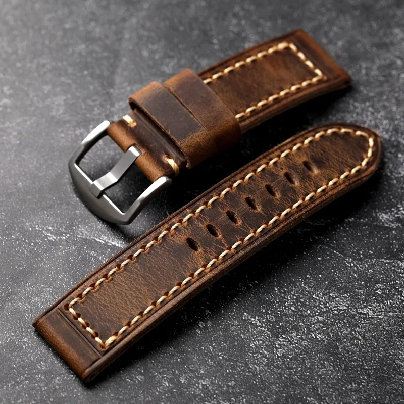 Watch Bands Vintage Men Leather Strap Oily First Layer Cowhide 20 21 22 23 24MM Adaptable Bronze Bracelet Thickened 230821