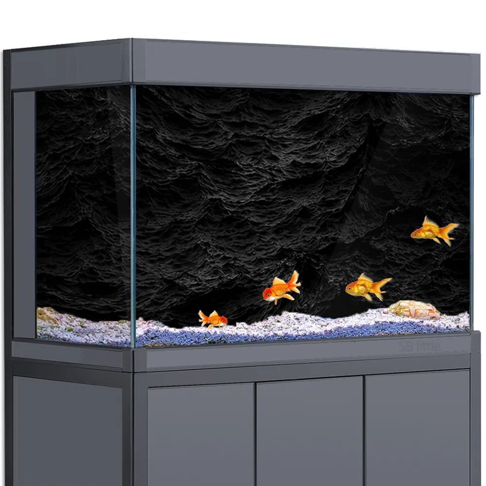 3D Black Brick Stone Aquarium Background Sticker HD Waterproof