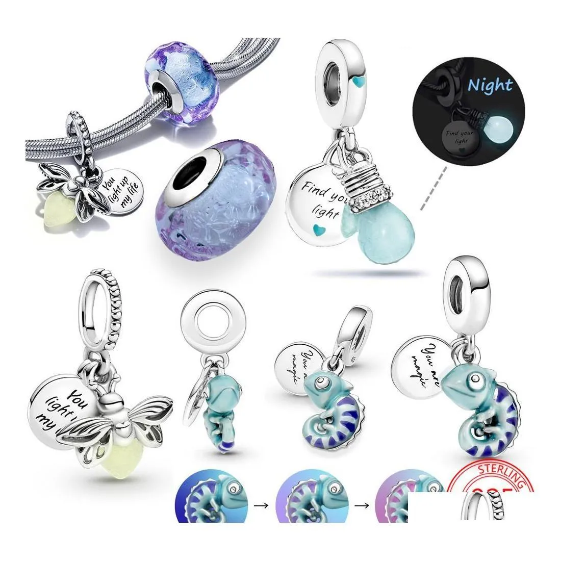 Charms 100 925 Sterling Sier mignon animal pendentif caméléon charme pour Pandora Bracelets et colliers enfants bijoux à bricoler soi-même cadeau Drop Deli Ot1A8