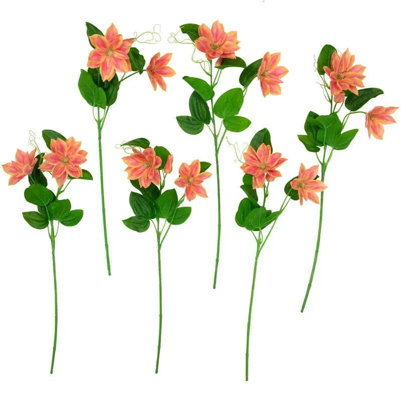 Dekorationer av 6 Coral Real Touch Artificial Lotus Floral Sprays 25 "230821
