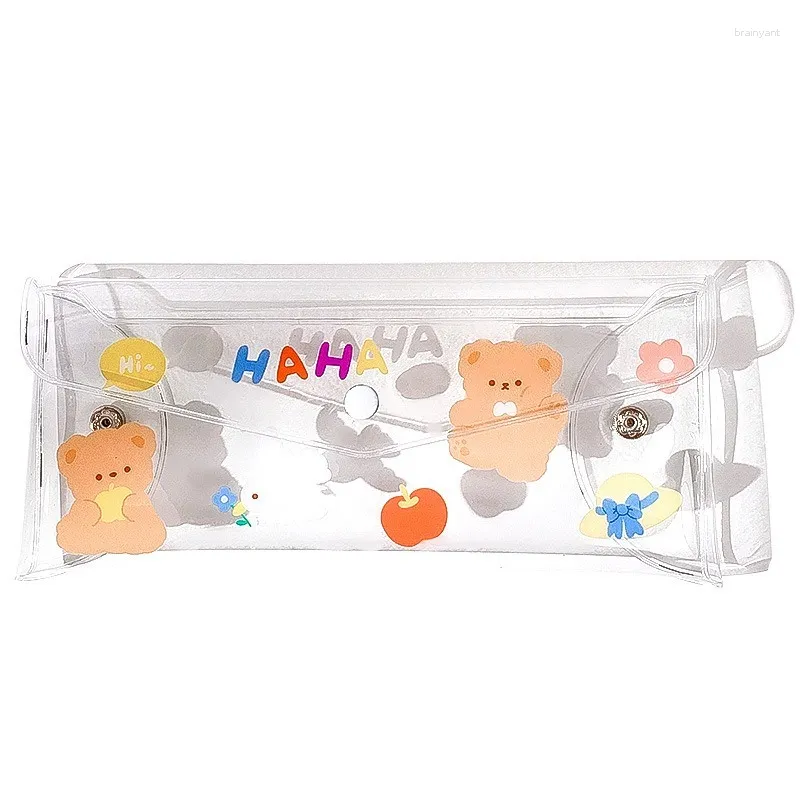 Estuche de lápices transparente para exámenes Estuches para estudiantes de oficina Útiles escolares Caja de bolígrafos Kawaii