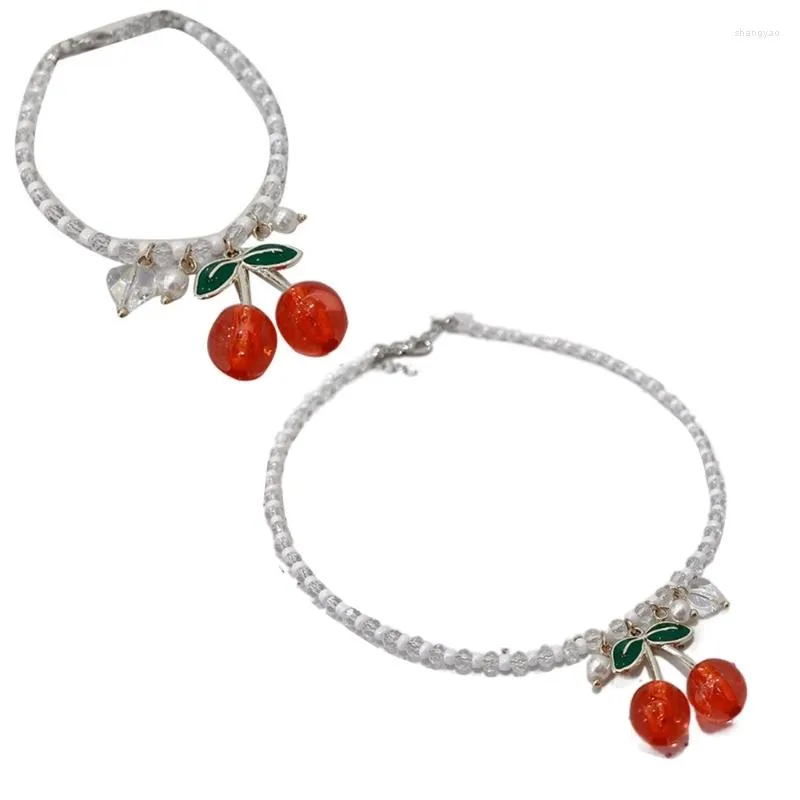 Choker Kirsch Anhänger Kragen Halskette Armbänder süße Perlenkette Einfacher Schlüsselblatt Fashion Y2K Schmuck Schmuck