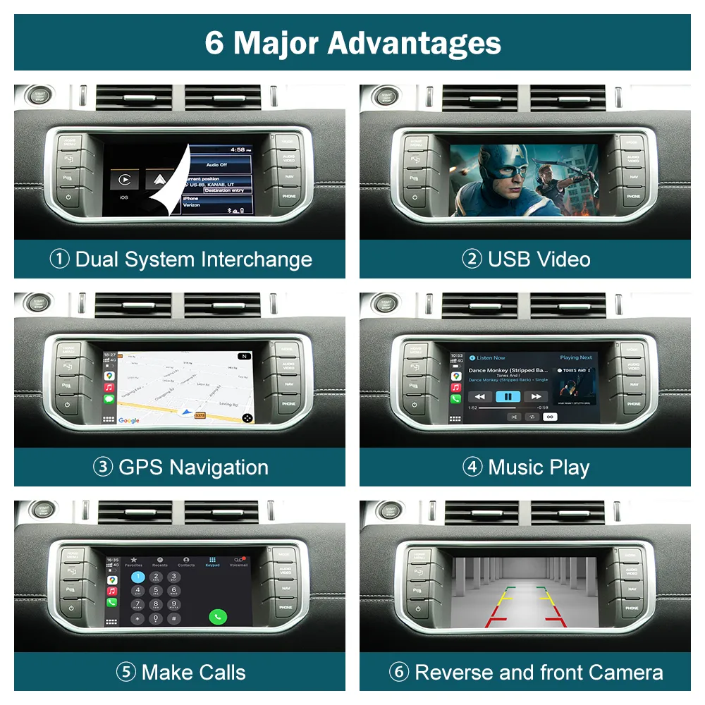 Wireless Carplay For the car of Land Rover Jaguar Range Rover Evoque Discovery 2012-2018 Android Auto Interface Mirror Link AirPla316G