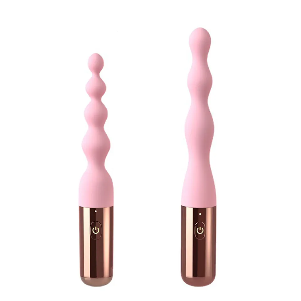 Anal Toys Long Pink Silicone Pärlor G SPOT Massager CLITRAIS BUTT PLUG Vibrator Erotisk prostata för kvinnor Män 230821