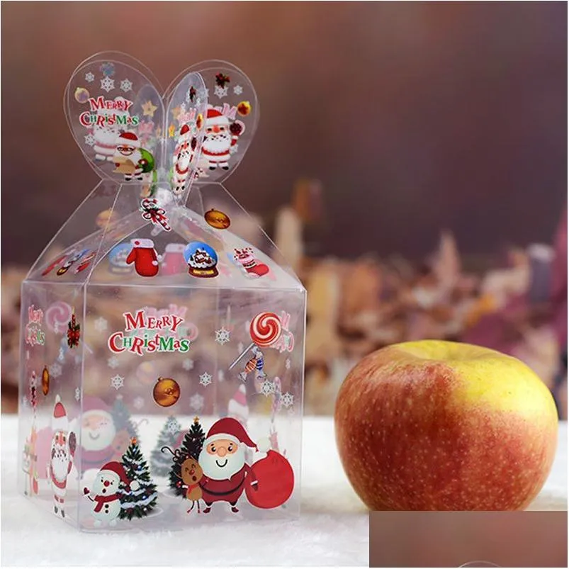 Gift Wrap Many Styles Pvc Transparent Candy Box Christmas Decoration And Packaging Santa Claus Snowman Elk Reindeer Apple Boxes Drop D Dhukv