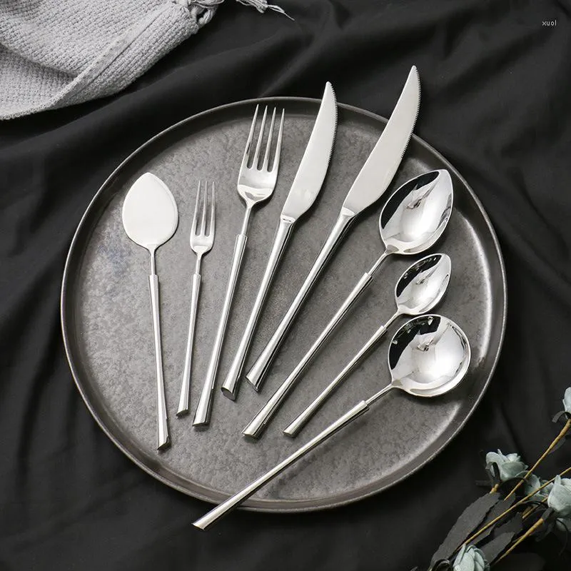 Dijkartikelen Sets Silver Classic Roestvrijstalen bestek Diner Desserts Mes Fork Lepel Western servies Home Restaurant Flatware