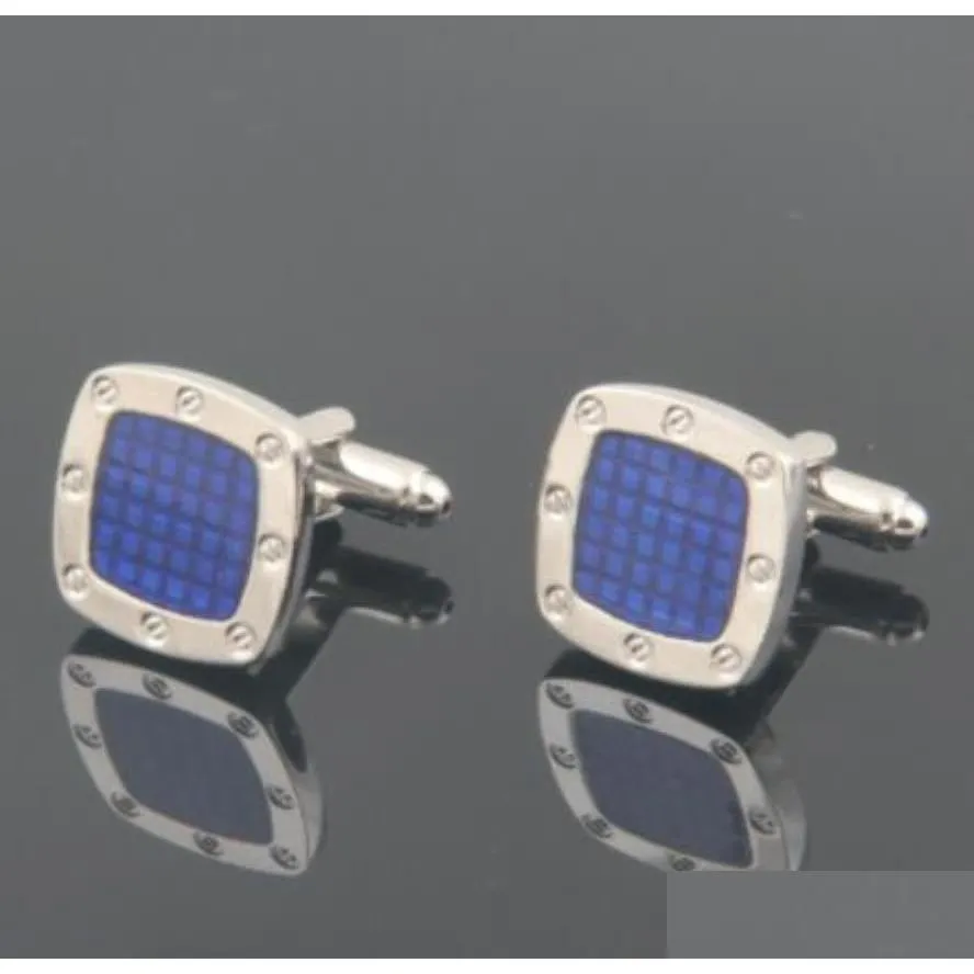 Boutons de manchette de luxe Audemais Plguet Boutons de manchette pour chemise homme français Bouton de manchette Sier Bleu Bouton Octogone comme garçons d'honneur de mariage portent des bijoux Otcpu