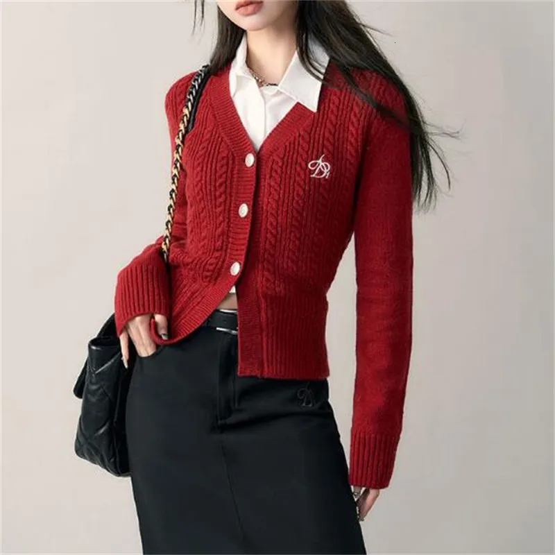 Womens Vintage Letter Embroidery Long Sleeve Cardigan, Single 
