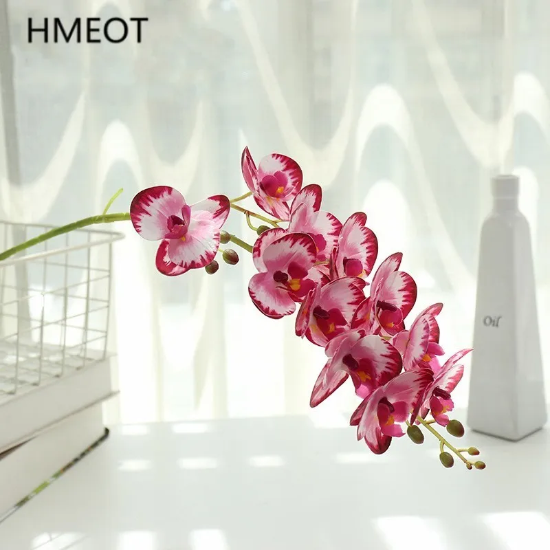 Dekorativa blommor kransar stora 3d 117 huvuden pvc konstgjord blomsterorkidé phalaenopsis krukväxter landskapsarkitektur bröllop blommor arrangemang hem dekor 230822