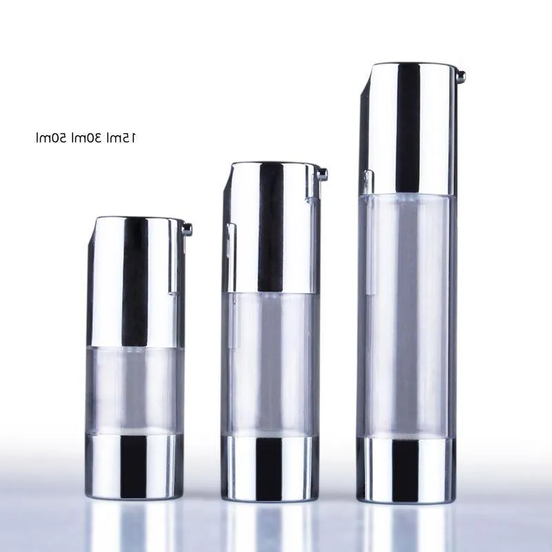 10pcs/lot Portable 30ml 15ml Empty Plastic Bottles Pump For Perfume Lotion Airless Cosmetic Bottle Clear Vacuum Containers EB78 Gbtph