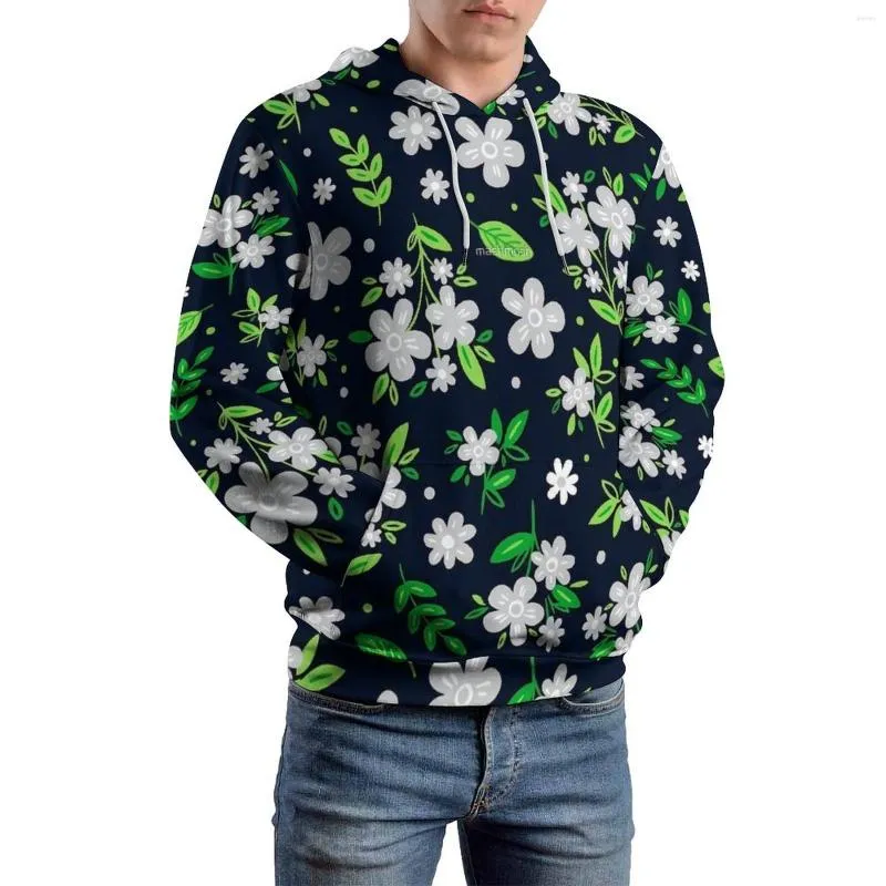 Felpa con cappuccio da uomo Bellissima gelida floreale floreale Flower Street Pullover Pullover Pullover Maniche lunghe con cappuccio grazioso