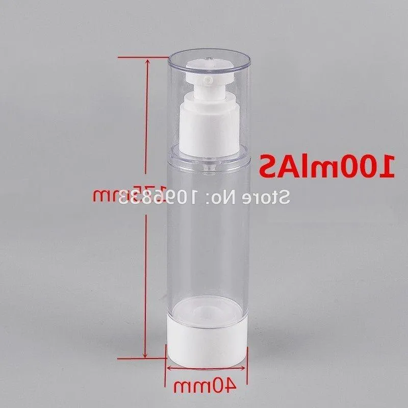 100 ml di bottiglia di essenza cosmetica airless, bottiglia di pompa da lozione 100 ml, imballaggio in plastica 25 pezzi/lotto xdtfs