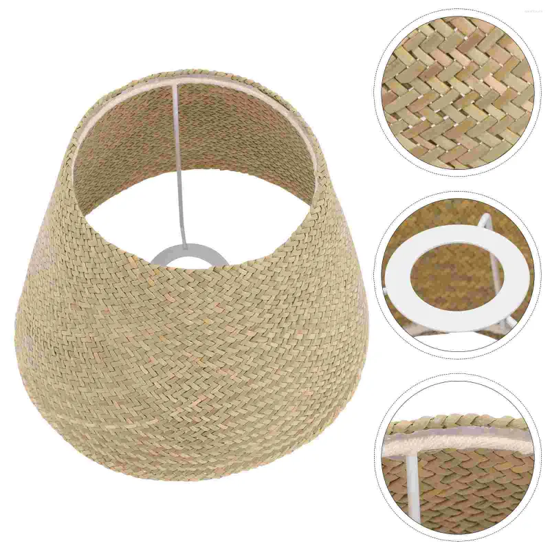 Lampes suspendues Abat-jour en rotin Lustre tissé Petite couverture de table Abat-jour Plafond Wickerclip Paille Drumlamps Bulbfloor Weave