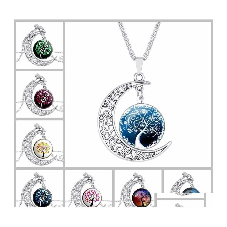 Pendentif Colliers Jolis Sautoirs En Gros Vintage Verre Creux Galaxie Belle Lune Pierre Précieuse Chaîne Collier Drop Livraison Jewelr otmmh