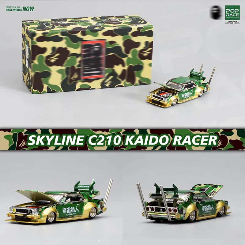 Modelo Diecast Presale Pop Race 1 64 Skyline C210 Kaido Racer 30th Anniversary Diorama Car Collection miniatura Carros Toys 230821