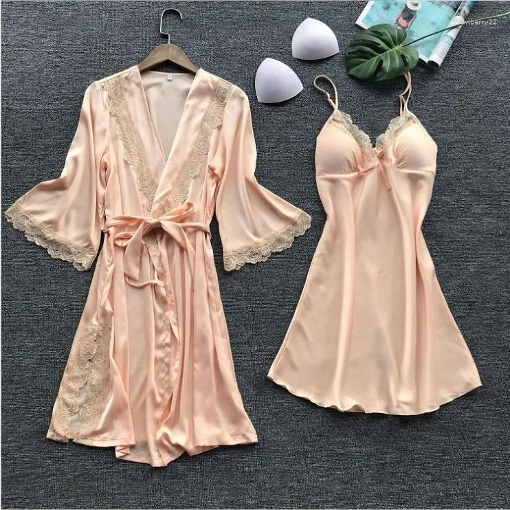 Women's Sleepwear European And American Underwear Sexy Imitation Ice Silk Large Size Pajamas Nightdress Home