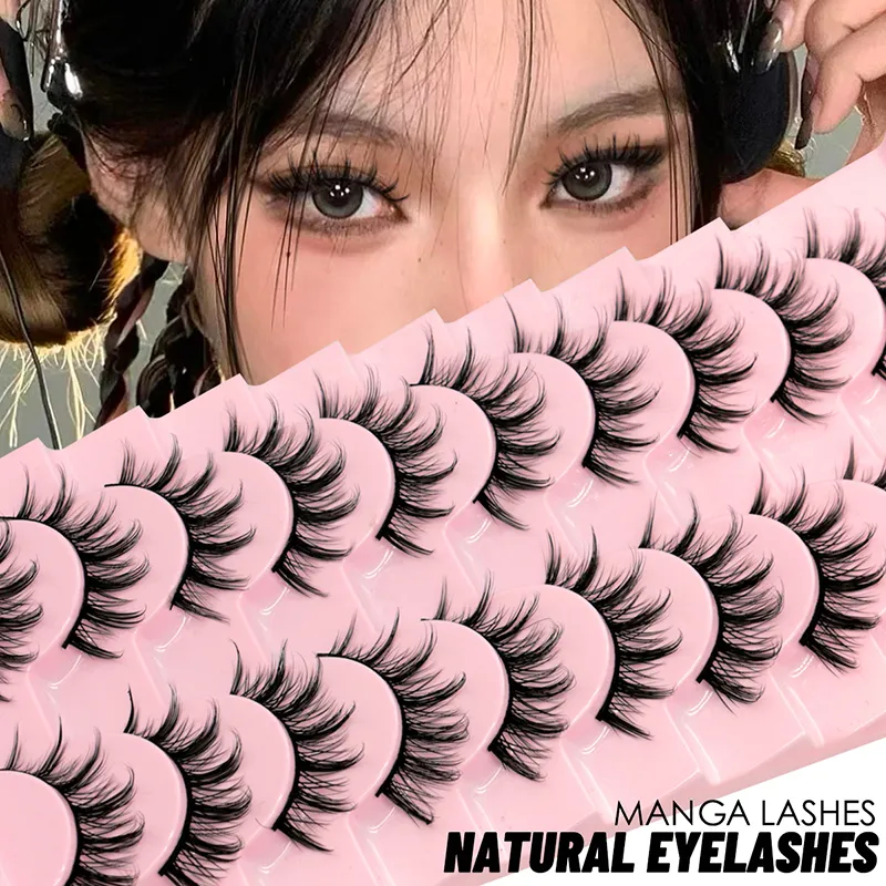 False Eyelashes GROINNEYA 10 Pairs Natural Manga Lashes 3d Faux Mink Soft Winged Realistic Eyelash Extension 230821