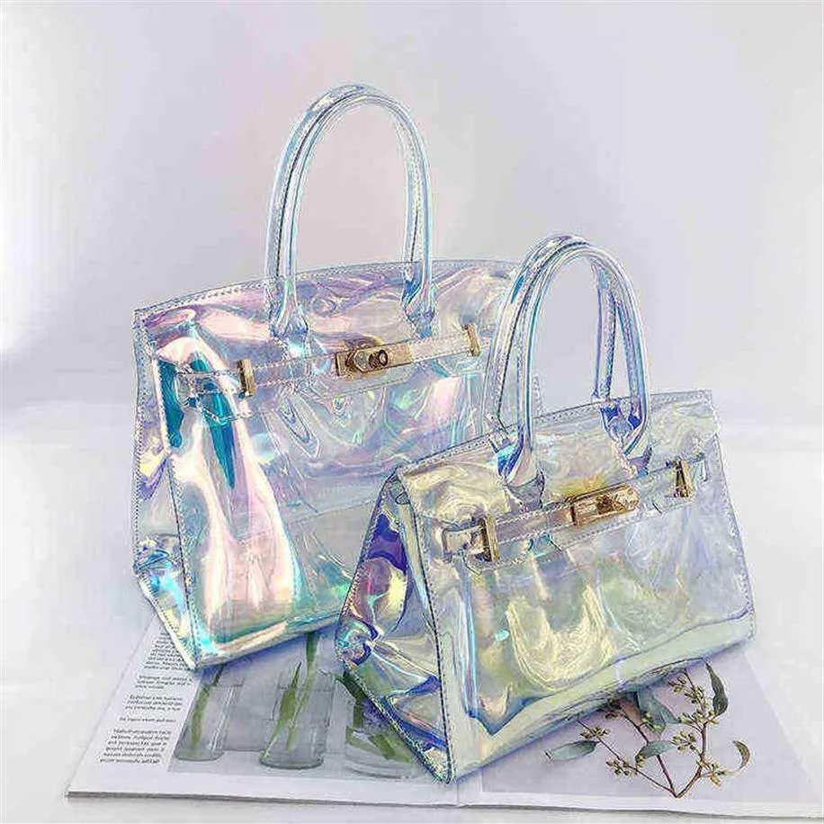 Jelly de rua transparente bolsa laser mirage praia bolsa pvc portátil um ombro ombreista saco feminino 220514258s