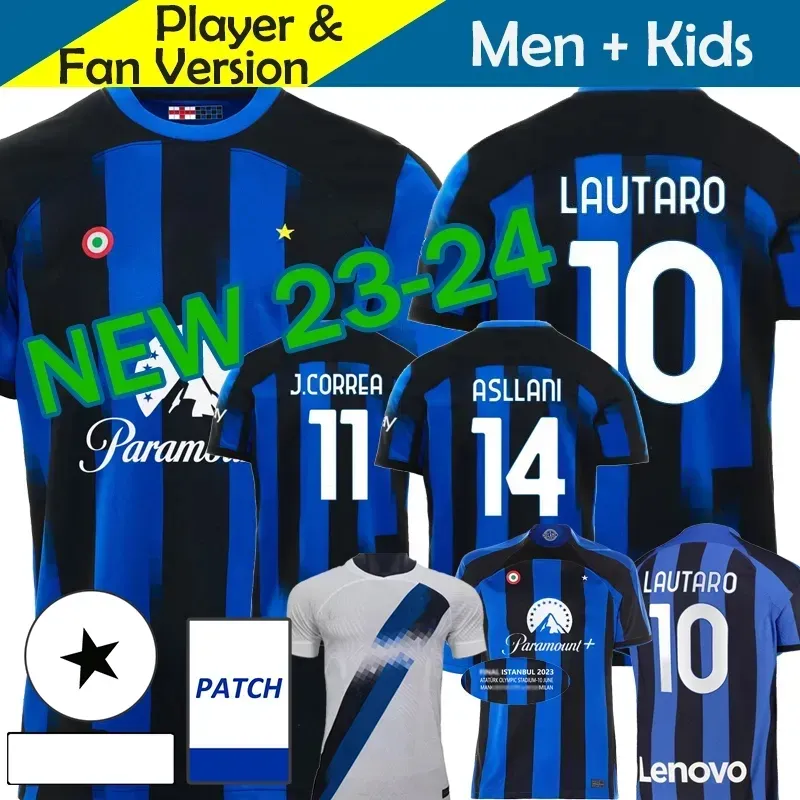 Lukaku Soccer Jersey 2023 2024 Barella Vidal Lautaro Eriksen Alexis Inters Dzeko Correa Away Third Milans Football Shirt Men Kit Kit 115 anni Speciale