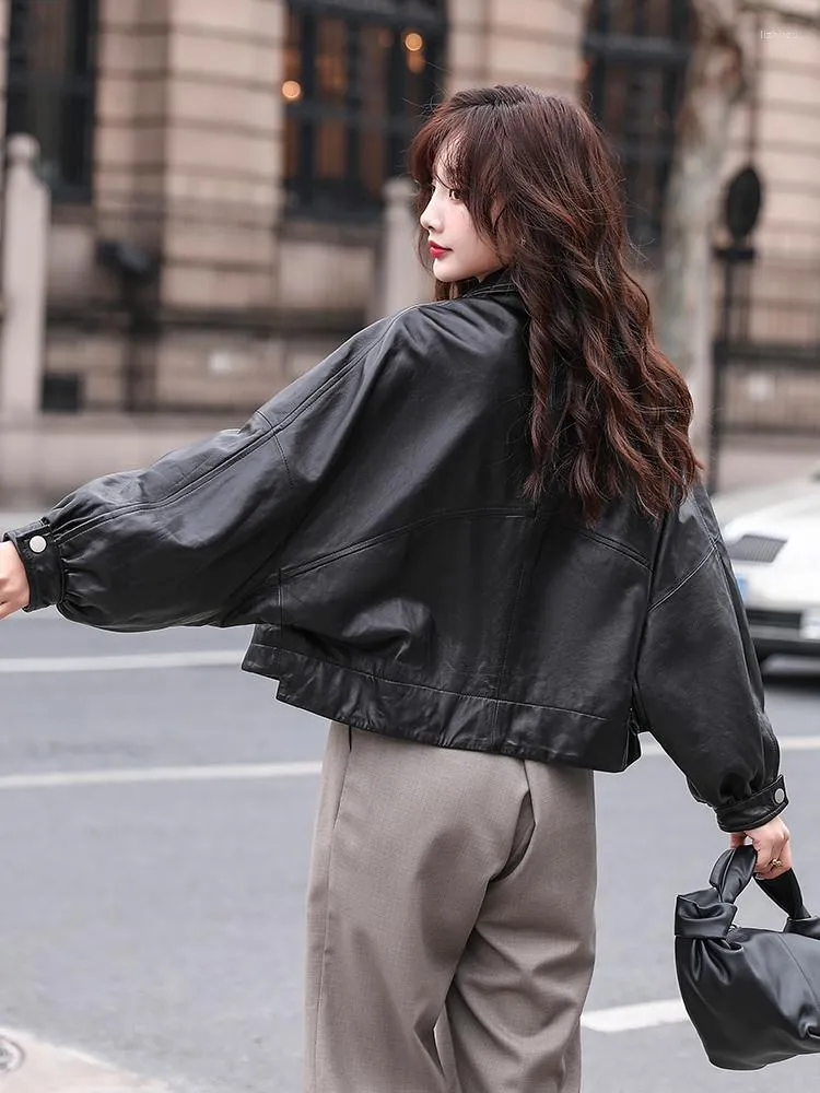 Korean Winter Fashion Ladies Leather Coats Jacket With Covered