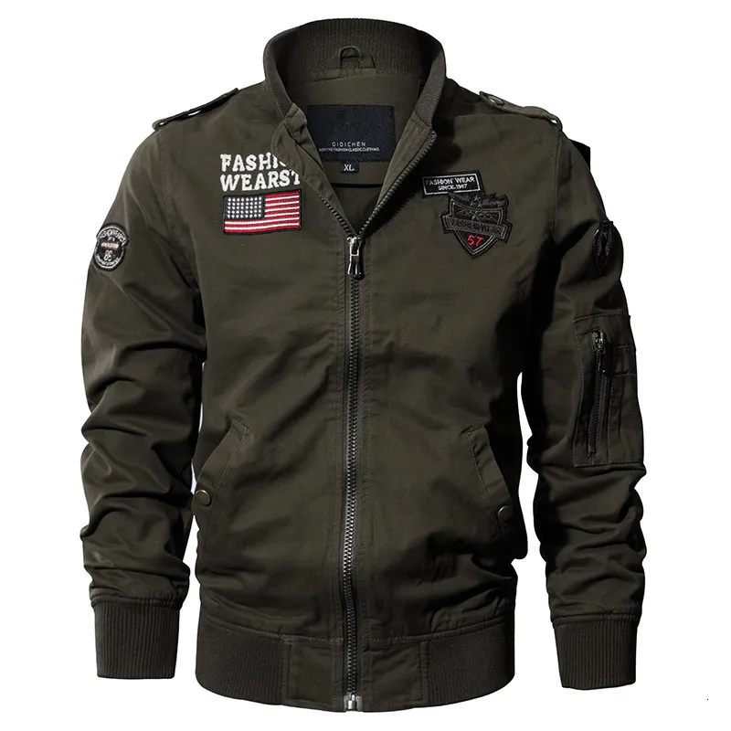 Chaquetas para hombres Primavera Estilo militar Chaqueta piloto aerotransportada Hombres Vuelo táctico Otoño Bandera de EE. UU. Fuerza Aérea Motocicleta Outwear Algodón 230822