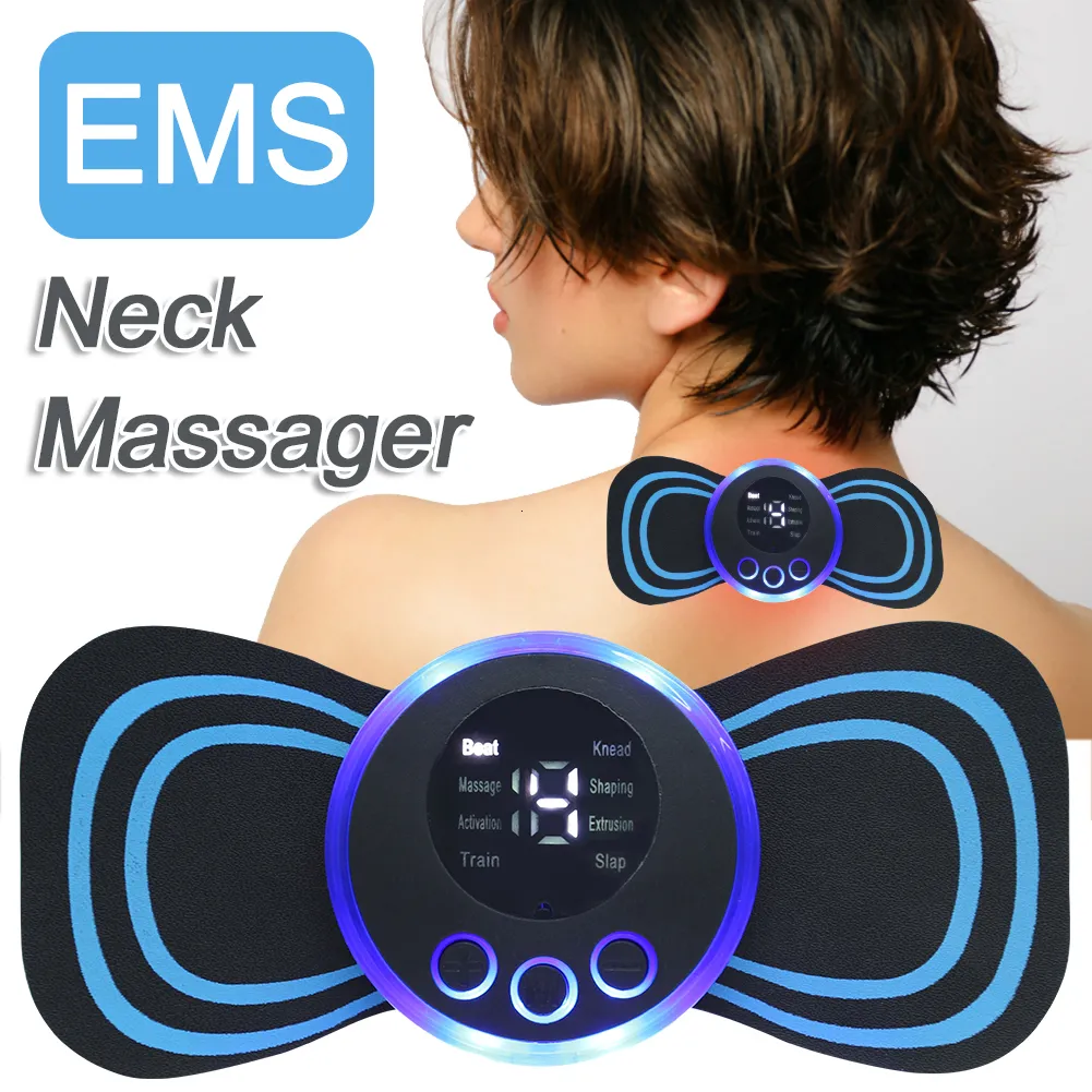 Massager Neck Pillowws EMS Brancard Masseur Électrique Patch De Massage Cervical Électronique 8 Mode Vertèbre pour Soulager La Fatigue Soins De Santé 230821